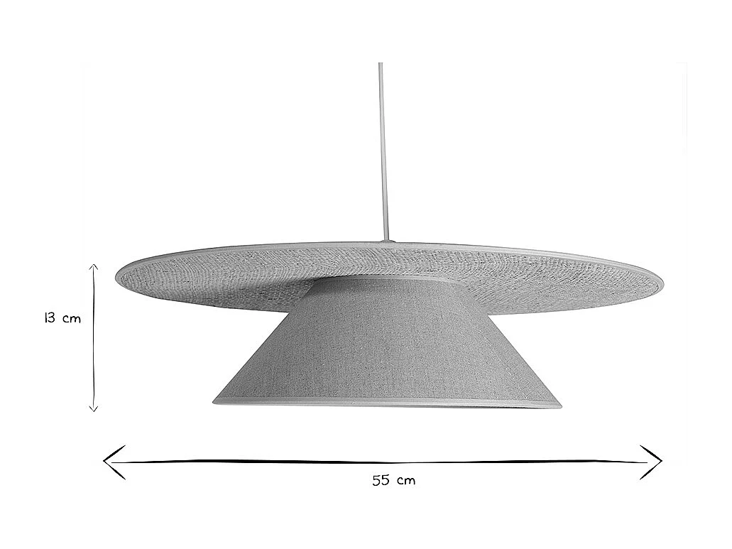 Suspension en lin beige et rabane naturelle L55 cm AZAMI