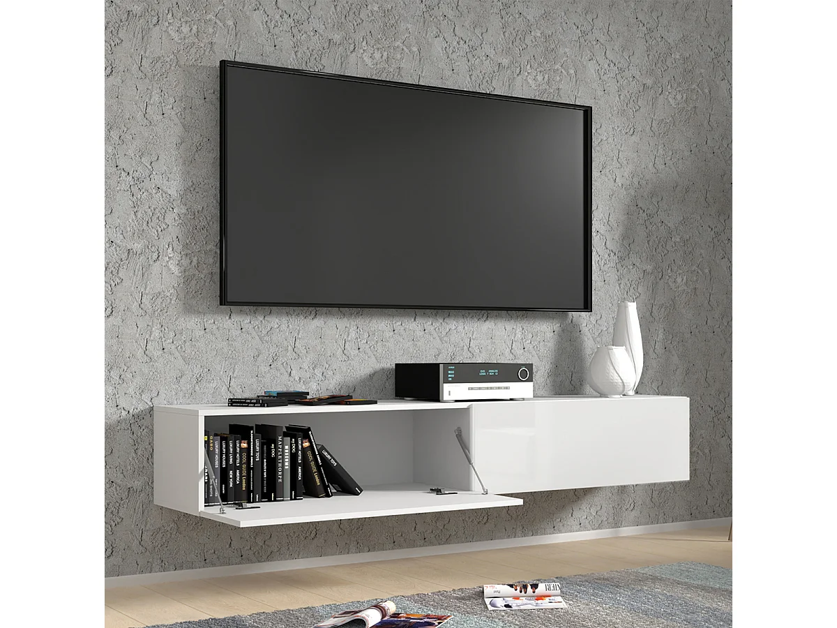 Meuble TV mural 2 portes 180 cm Bali Blanc