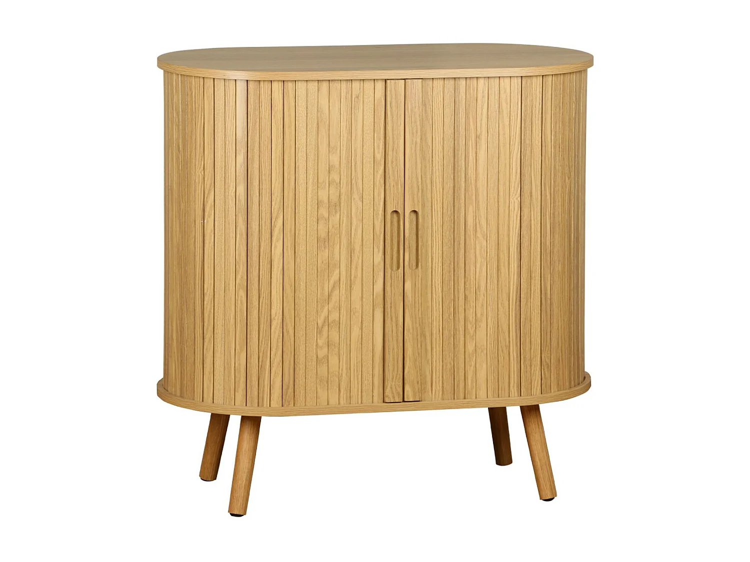 Buffet portes 2 coulissantes avec étagère. décor bois rainuré. buffet bas. L 80 x P 40 x H 80cm