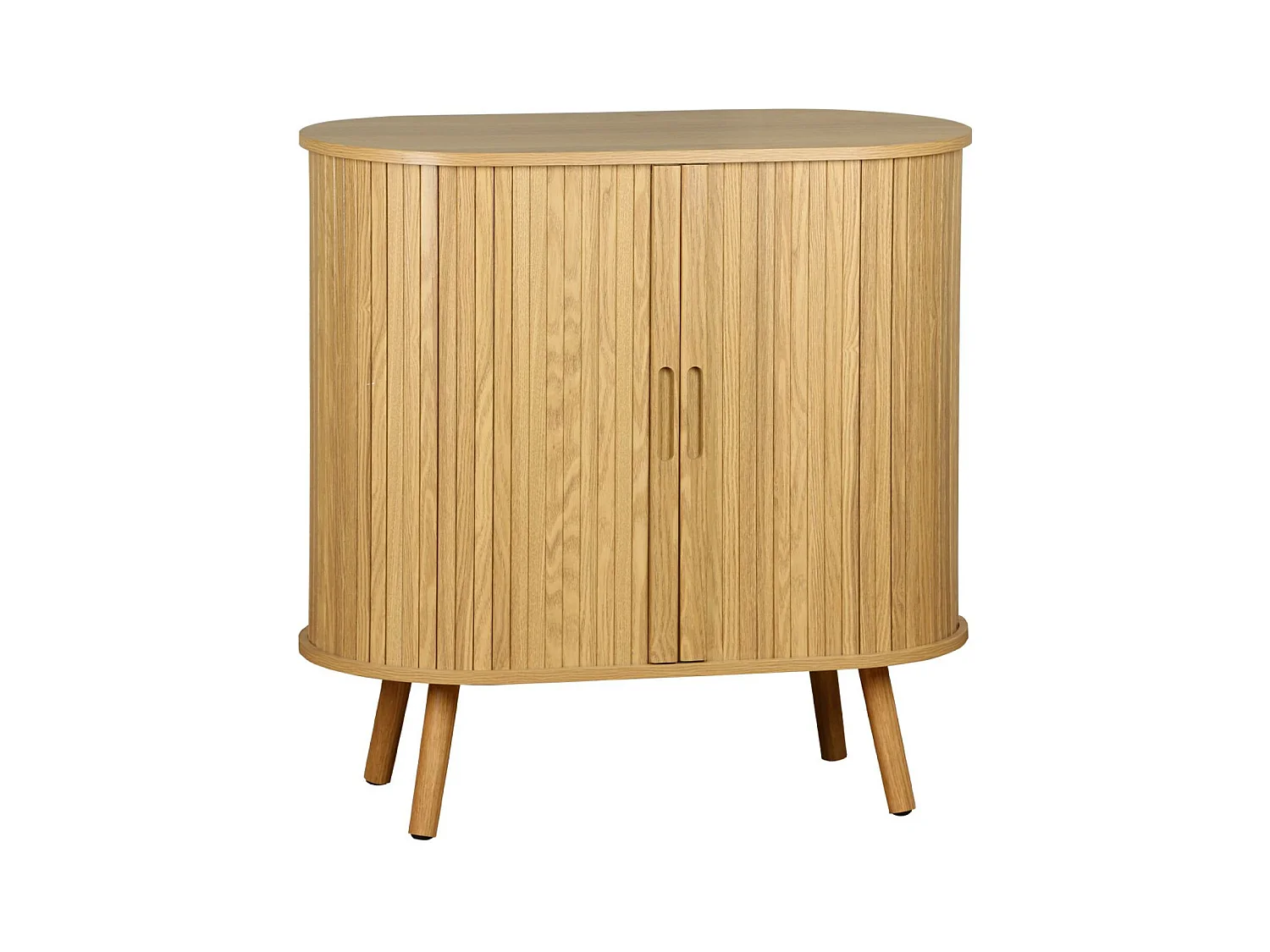 Buffet portes 2 coulissantes avec étagère. effet bois rainuré. buffet bas. L 80 x P 40 x H 80cm