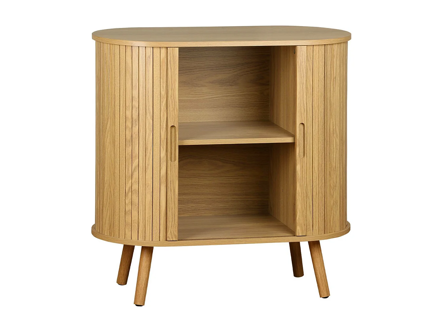 Credenza con ante scorrevoli e ripiano, marrone naturale