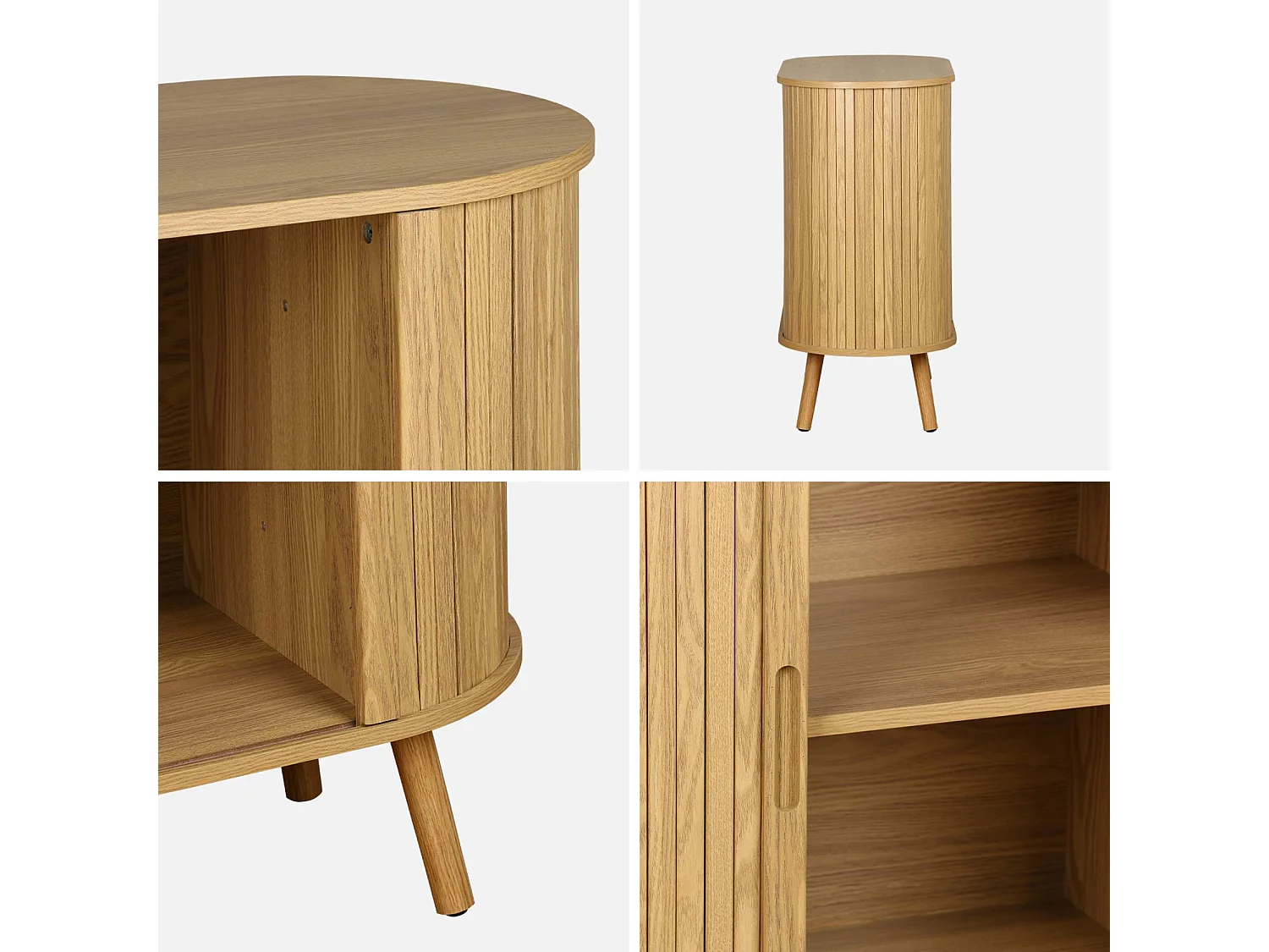 Credenza con ante scorrevoli e ripiano, marrone naturale