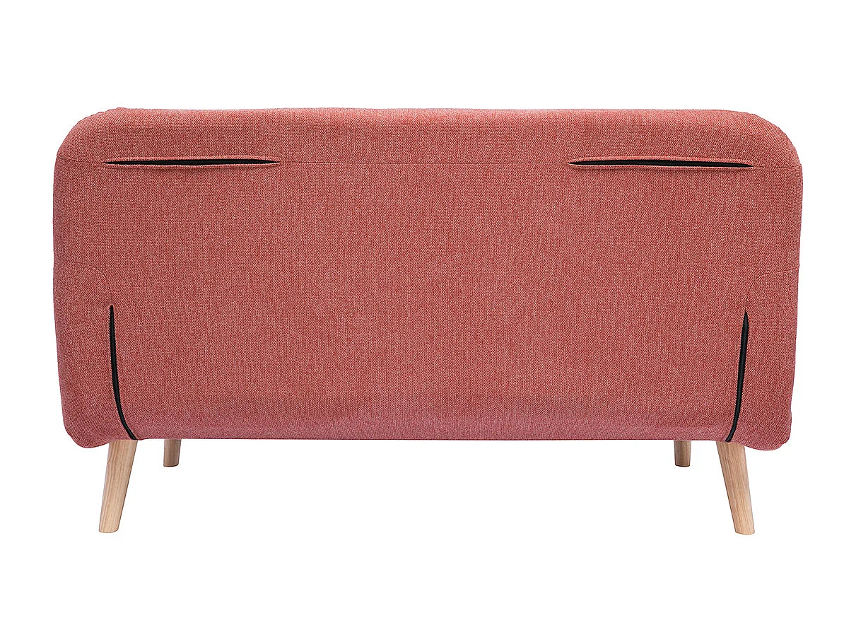 Poltrona letto 2 posti trasformabile in tessuto effetto velluto terracotta e legno chiaro AMIKO