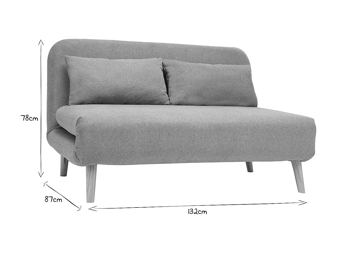 Zweisitzer-Schlafsofa aus terrakotta-farbenem samtigem Strukturstoff und hellem Holz AMIKO