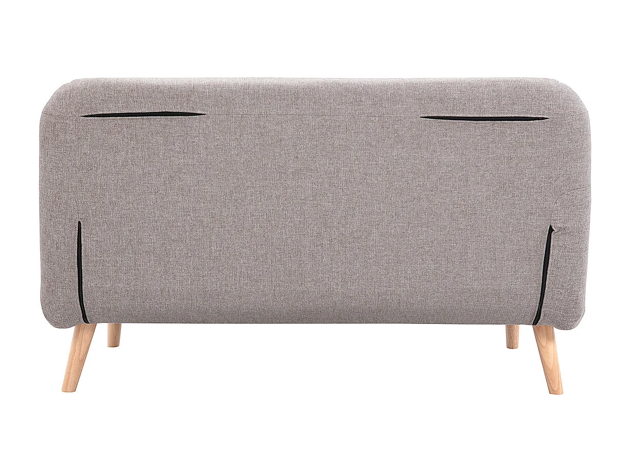 Sofá cama de 2 plazas convertible en tela topo y madera clara AMIKO