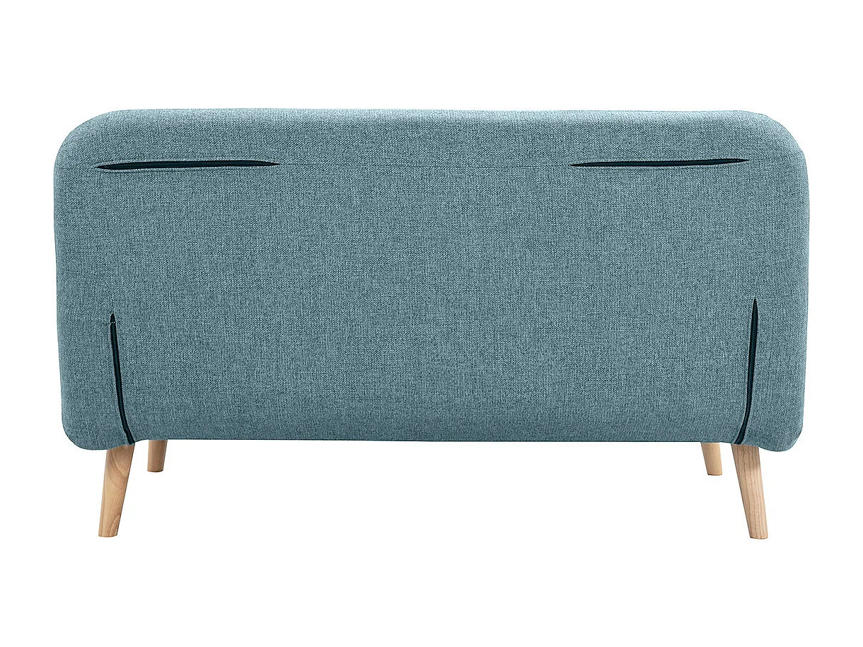 Zweisitzer-Schlafsofa aus graugrünem Stoff und hellem Holz AMIKO