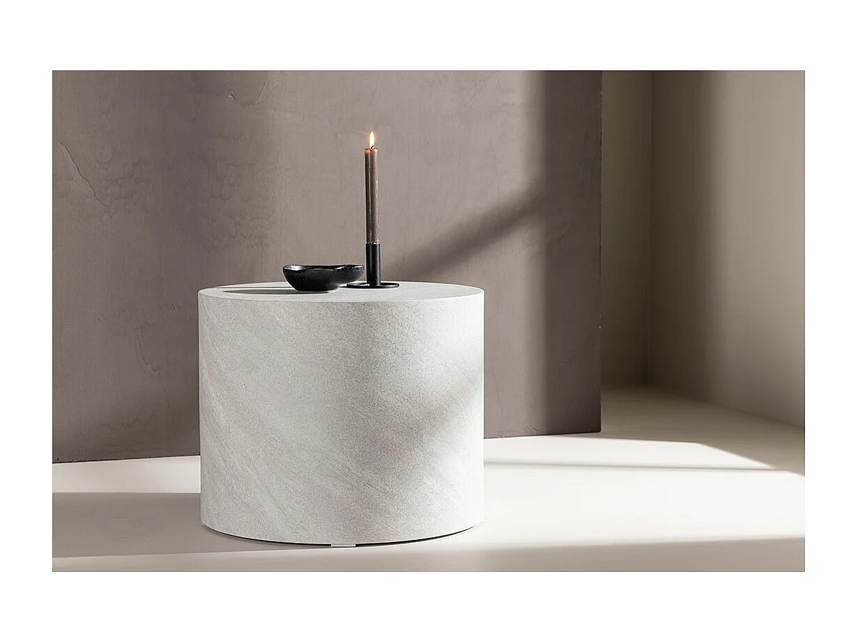 York - Table d'appoint ronde effet marbre ø50cm - Gris clair