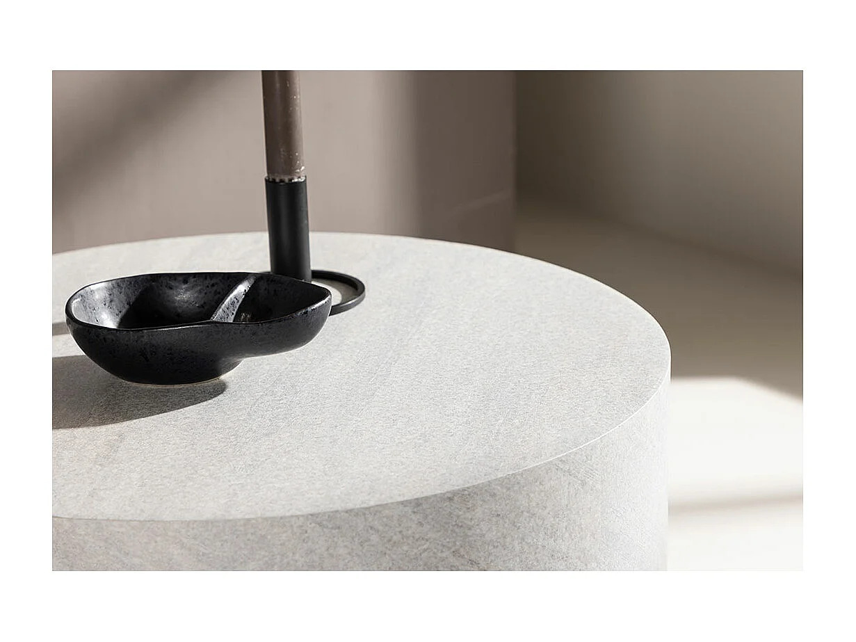 York - Table d'appoint ronde effet marbre ø50cm - Gris clair