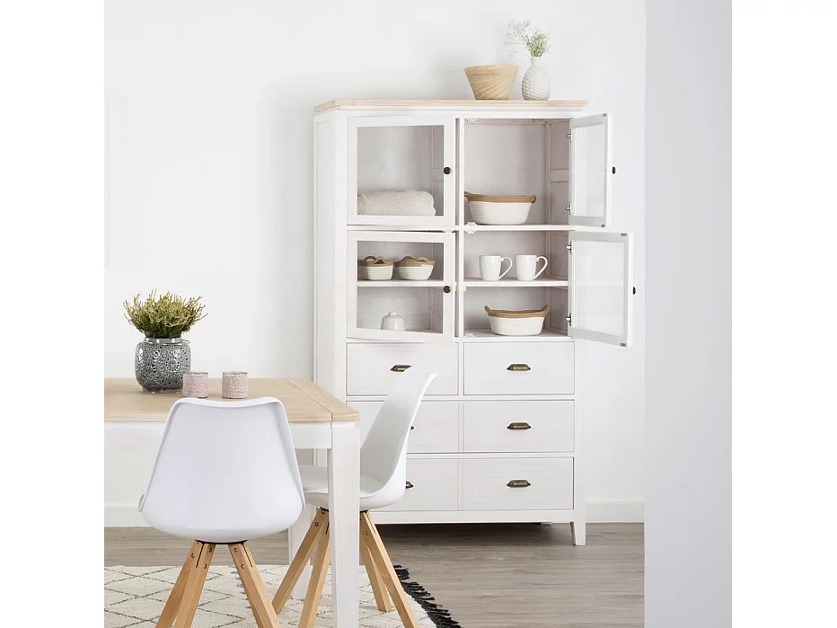 Vitrine en bois massif naturel 105x185