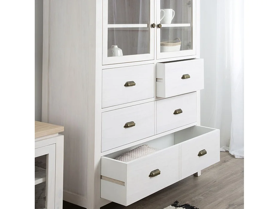 Vitrine en bois massif naturel 105x185