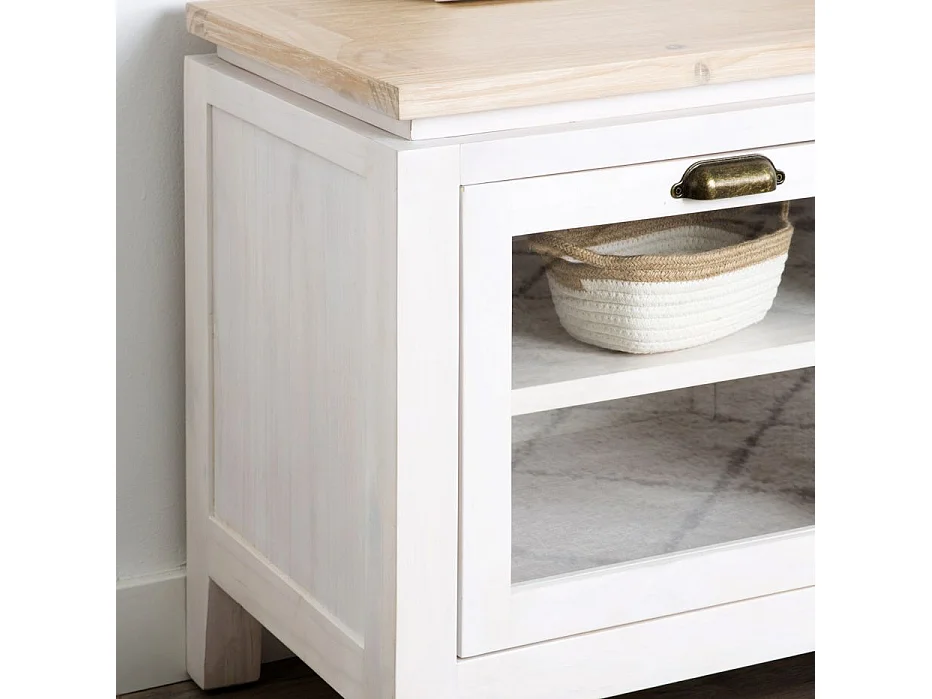 Meuble tv en bois massif naturel 150x57