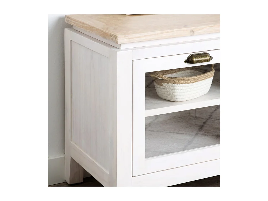 Meuble tv en bois massif naturel 150x57