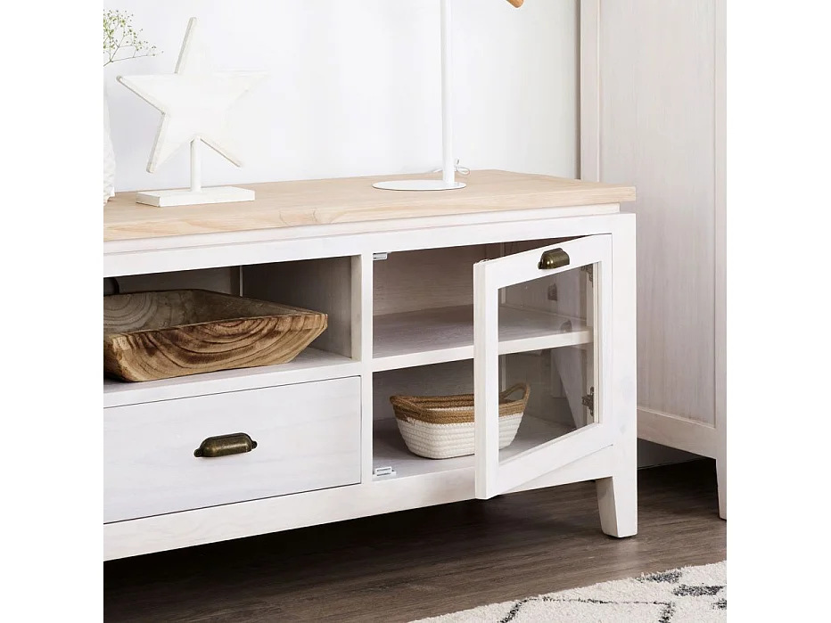 Meuble tv en bois massif naturel 150x57