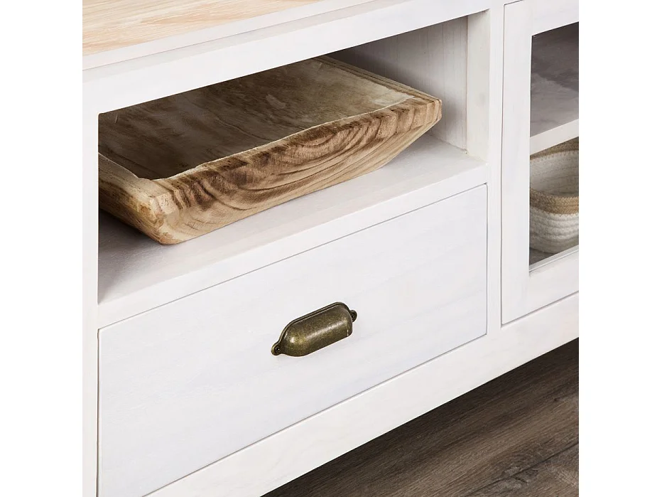 Meuble tv en bois massif naturel 150x57