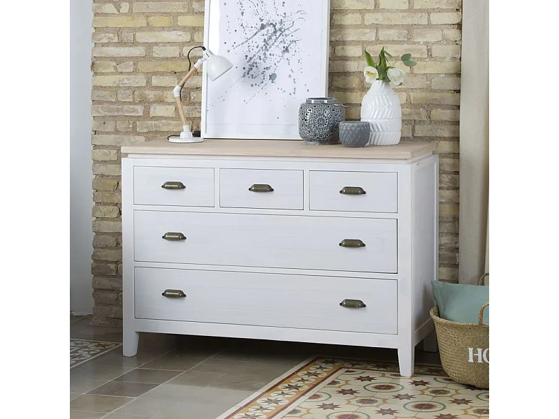 Commode en bois massif naturel 115x82