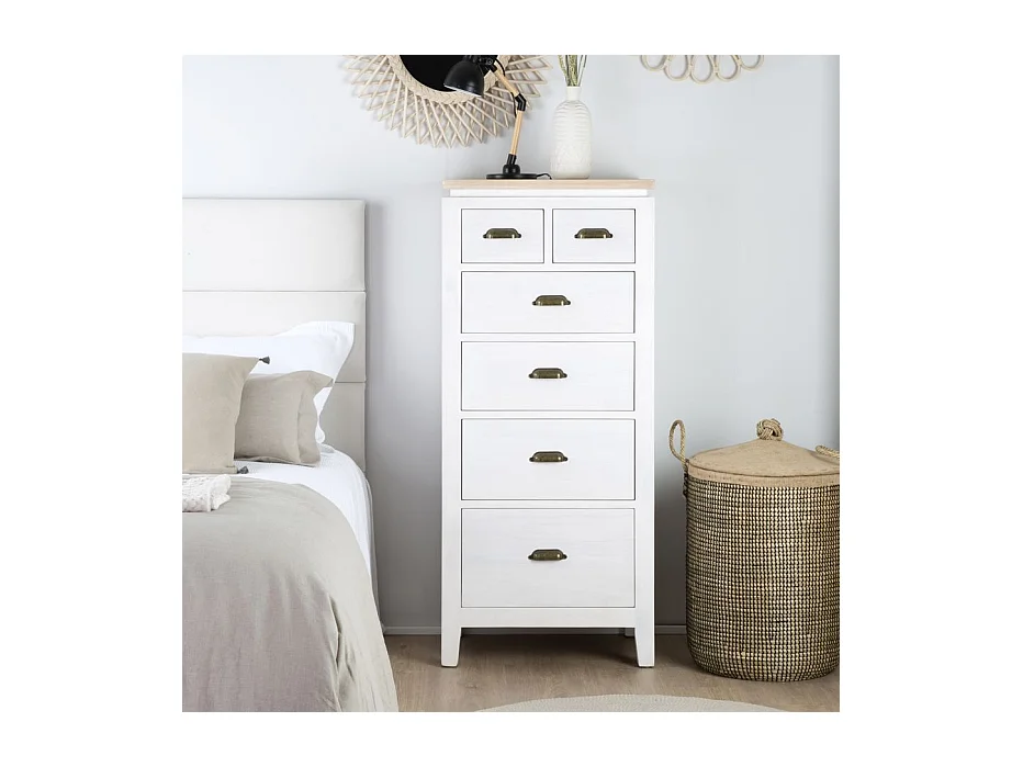 Chiffonnier en bois massif blanc 55x125