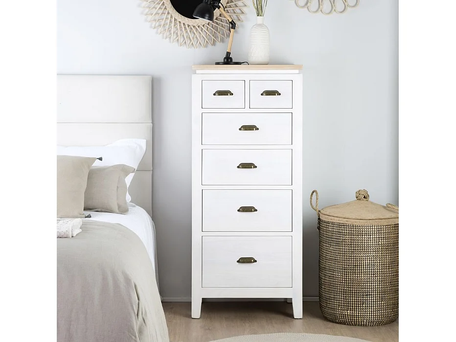 Chiffonnier en bois massif blanc 55x125