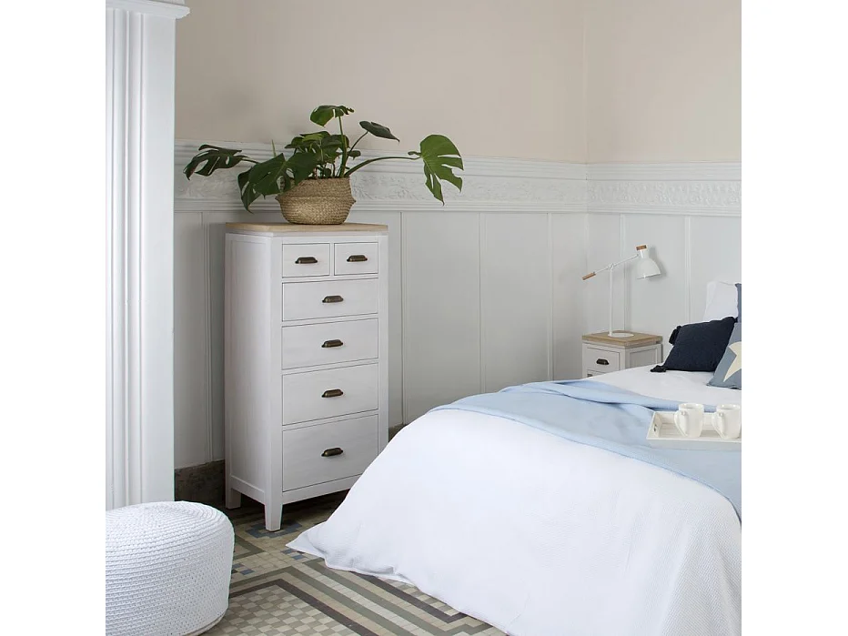 Chiffonnier en bois massif blanc 55x125