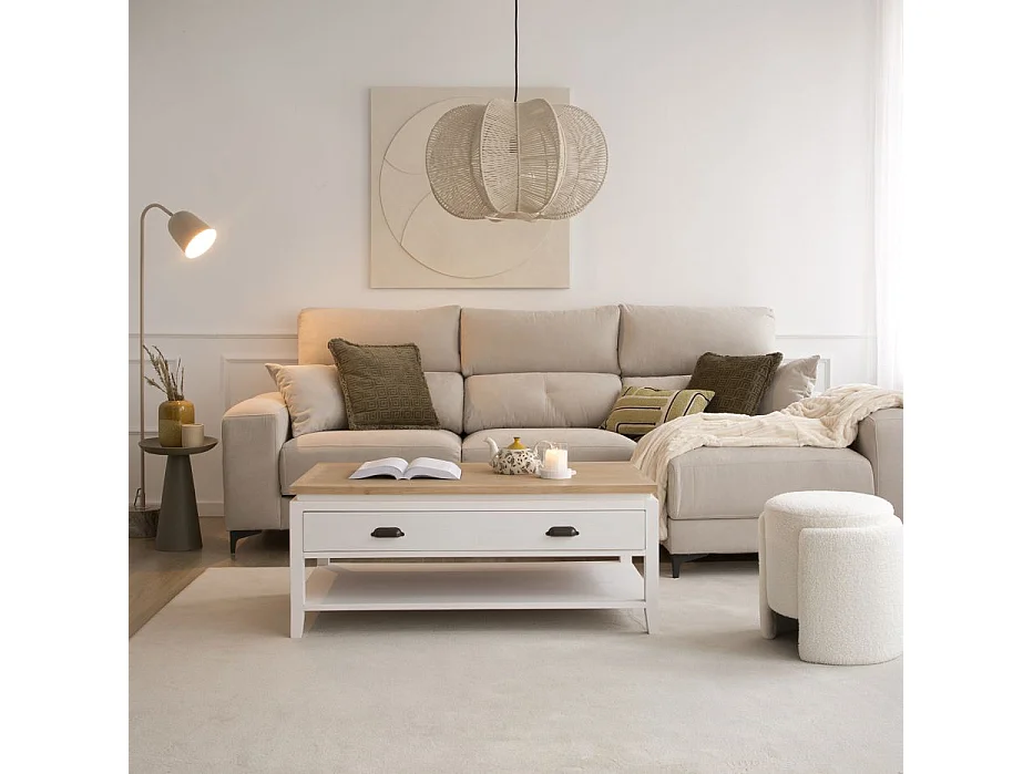 Table basse avec plateau relevable en bois massif naturel 110x45