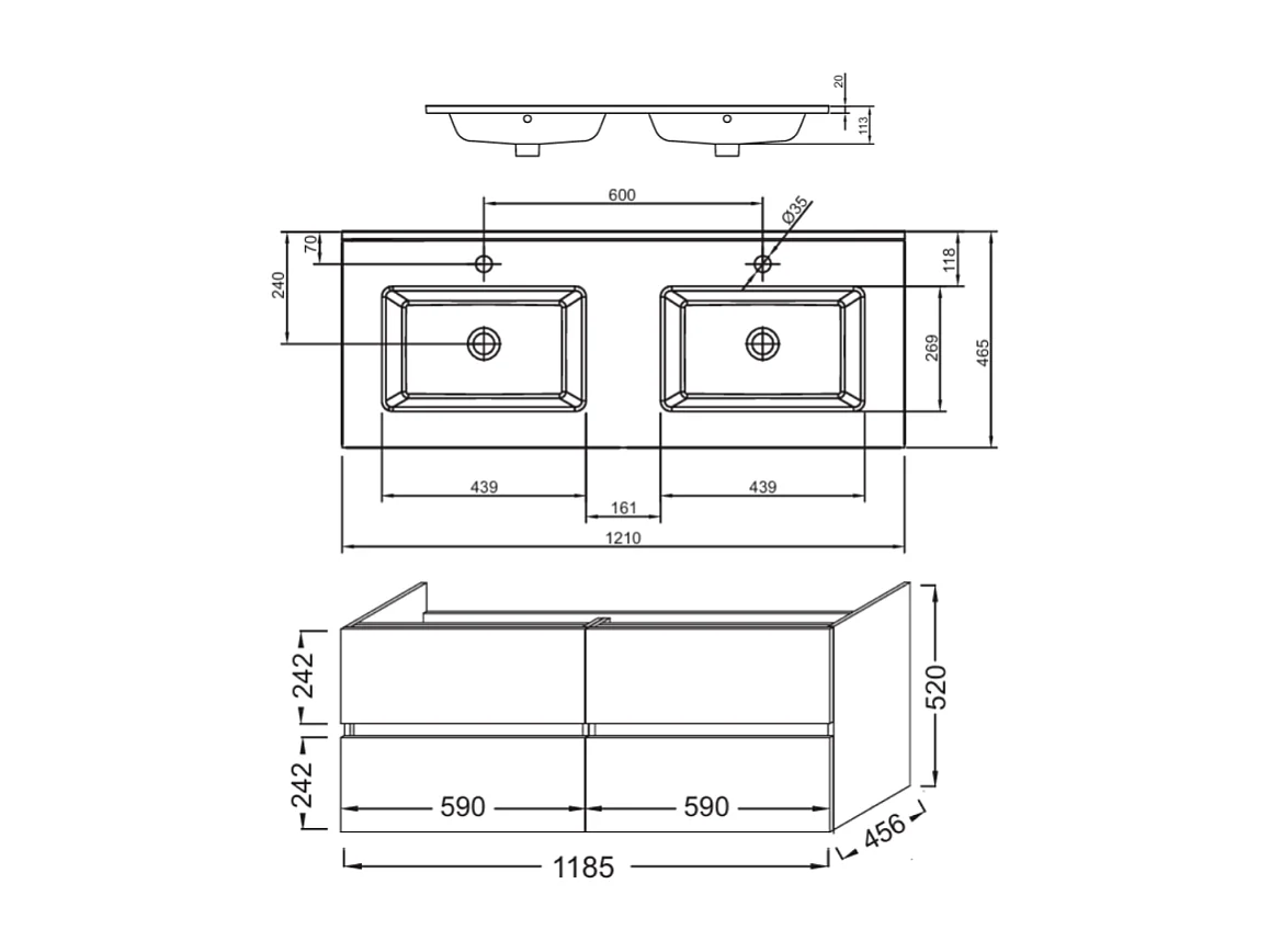 Meuble double vasque 120 cm JACOB DELAFON Tolbiac blanc + miroir led