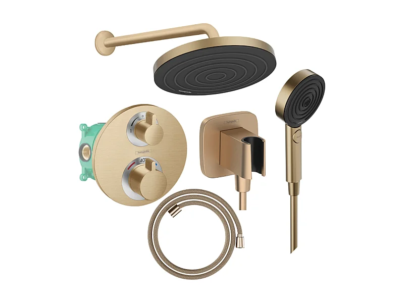 Colonne de douche thermostatique HANSGROHE Ecostat S Douche de tête Pulsify S Flexible Designflex Douchette Pulsify bronze brossé