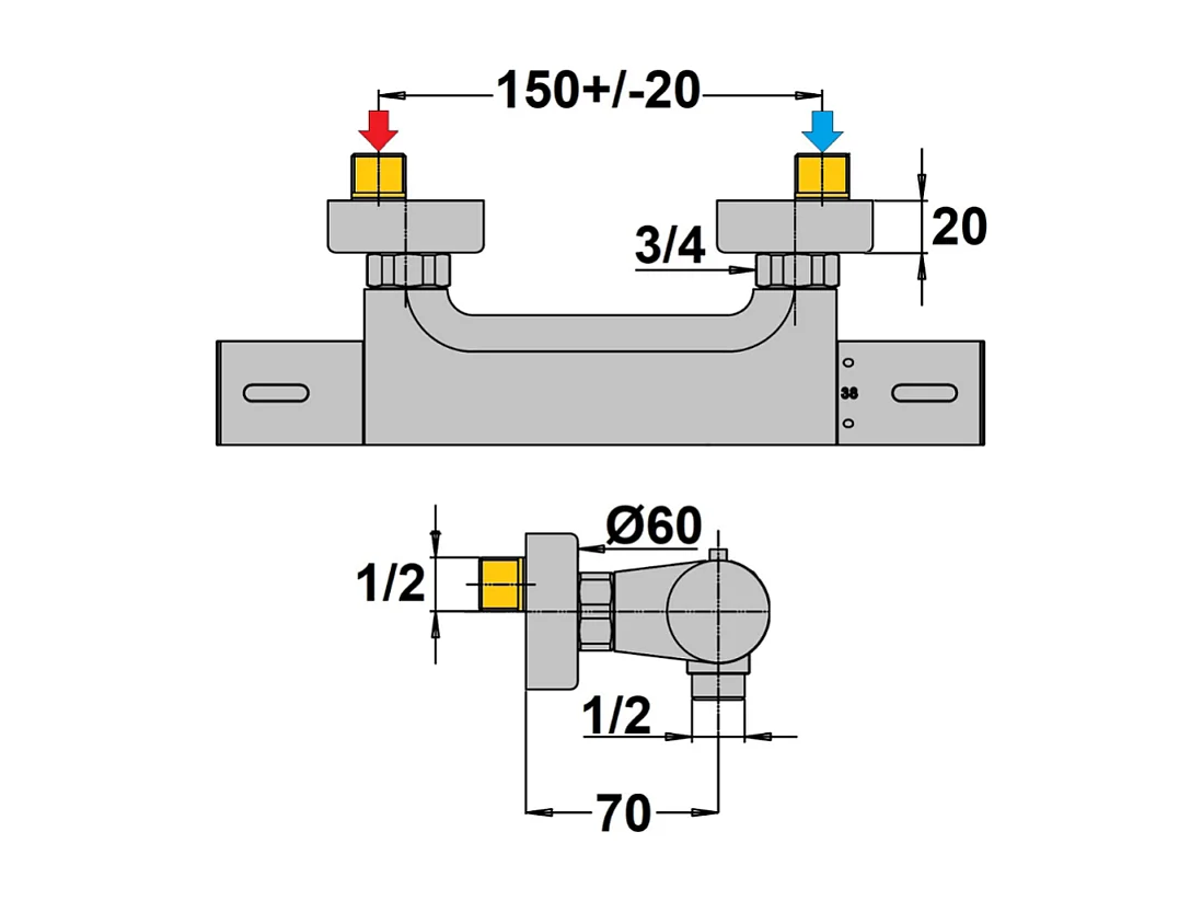 Mitigeur douche thermostatique PAINI Ruby Noir mat