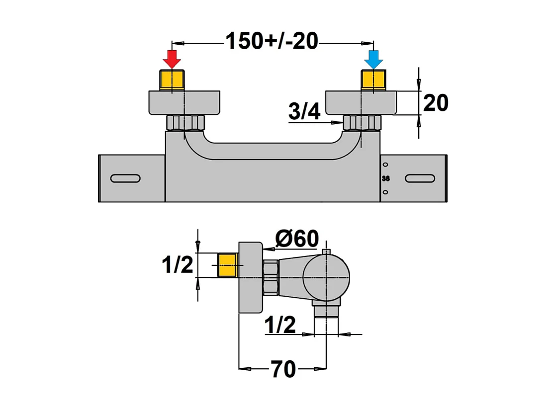 Mitigeur douche thermostatique PAINI Ruby Noir mat