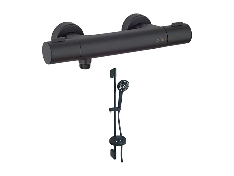 Mitigeur douche thermostatique PAINI Ruby + Pack pommeau de douche rond 3 jets Paini Ruby Noir Mat