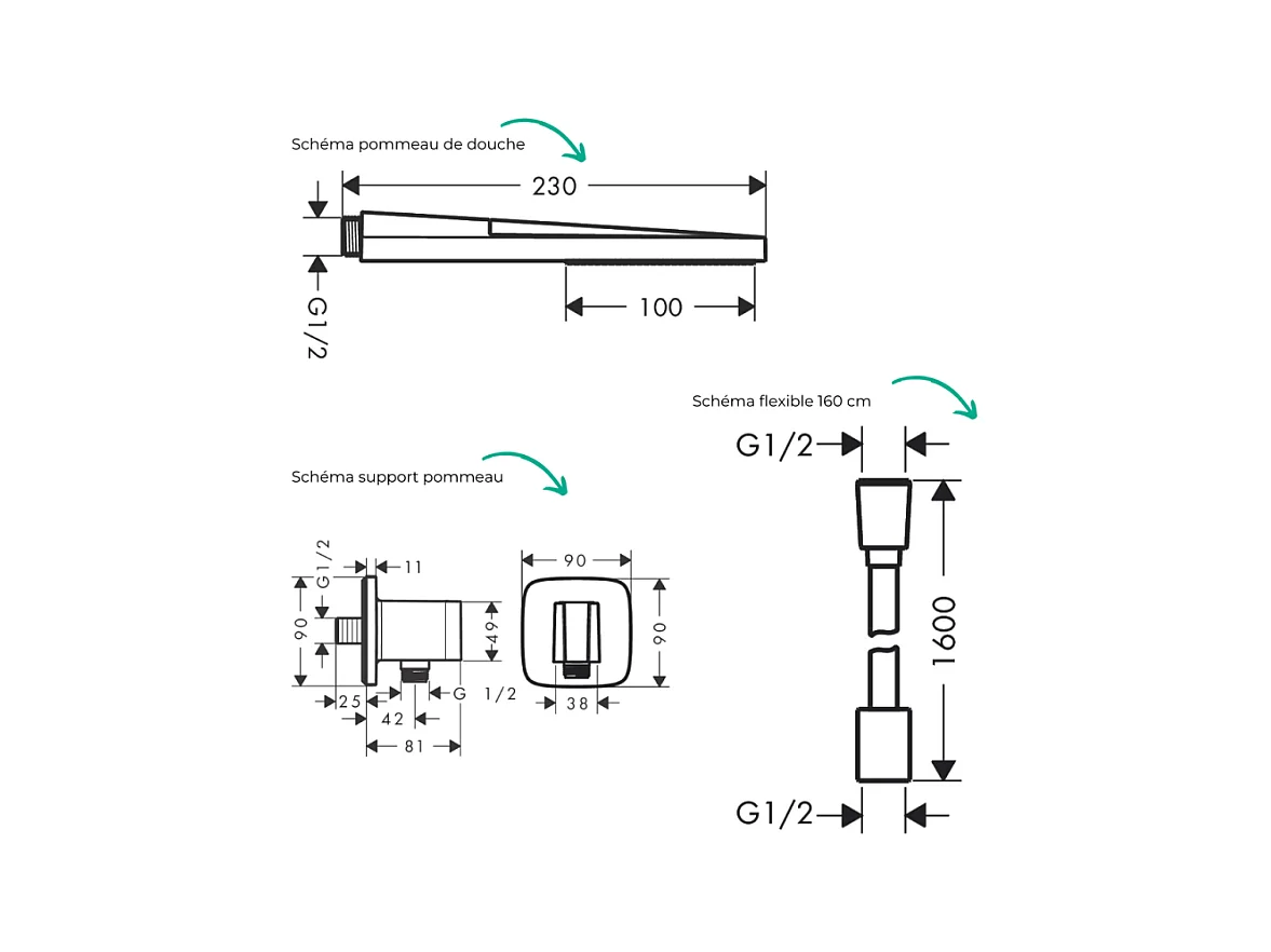 Colonne de douche thermostatique HANSGROHE ShowerSelect E Douche de tête Vernis Shape Flexible Isiflex Douchette PulsifyE noir mat