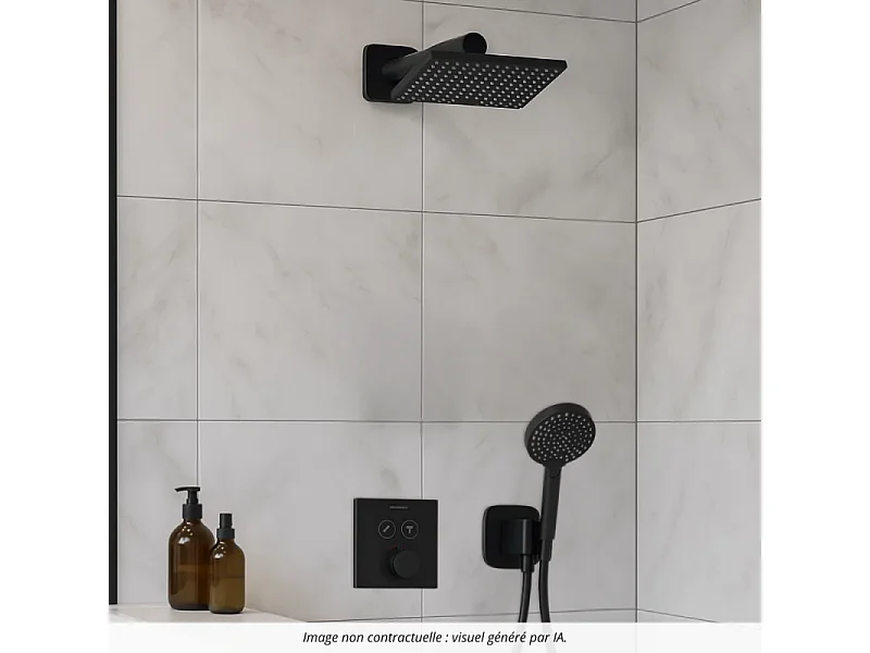 Colonne de douche thermostatique HANSGROHE ShowerSelect E Douche de tête Vernis Shape Flexible Isiflex Douchette Vernis B noir mat