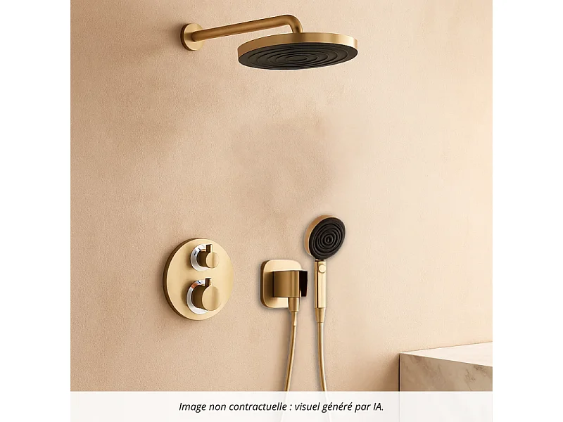 Colonne de douche thermostatique HANSGROHE Ecostat S Douche de tête Pulsify S Flexible Isiflex Douchette Pulsify bronze brossé