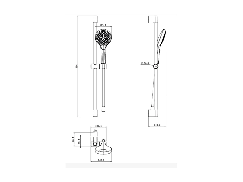Ensemble de douche 3 jets VILLEROY ET BOCH Verve Showers Chrome
