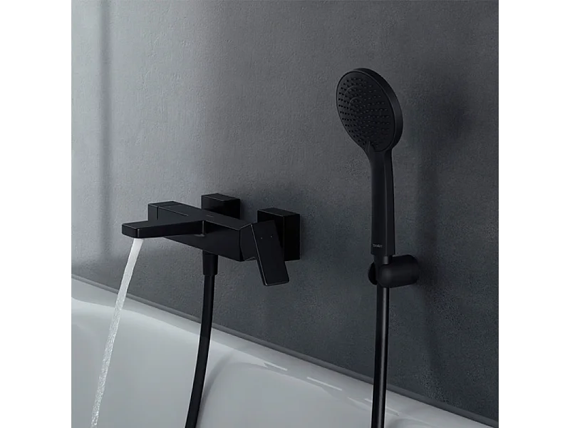 Pommeau de douche 3 jets DURAVIT Universal avec curseur noir mat + flexible de douche
