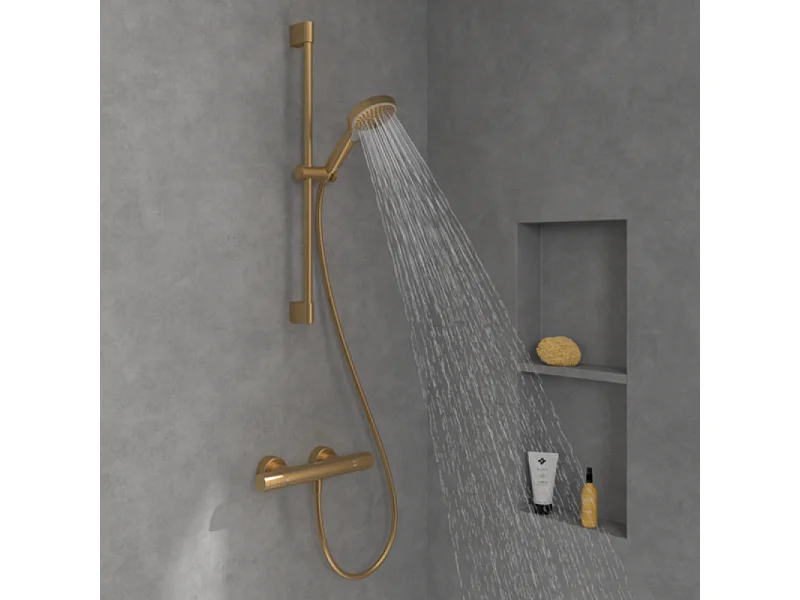Ensemble de douche 3 jets VILLEROY ET BOCH Verve Showers Or brossé