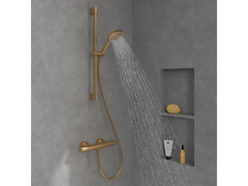 Ensemble de douche 3 jets VILLEROY ET BOCH Verve Showers Or brossé