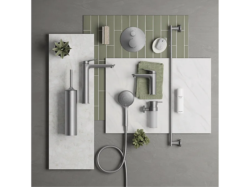 Pommeau de douche 3 jets DURAVIT Universal avec curseur inox brossé + flexible de douche