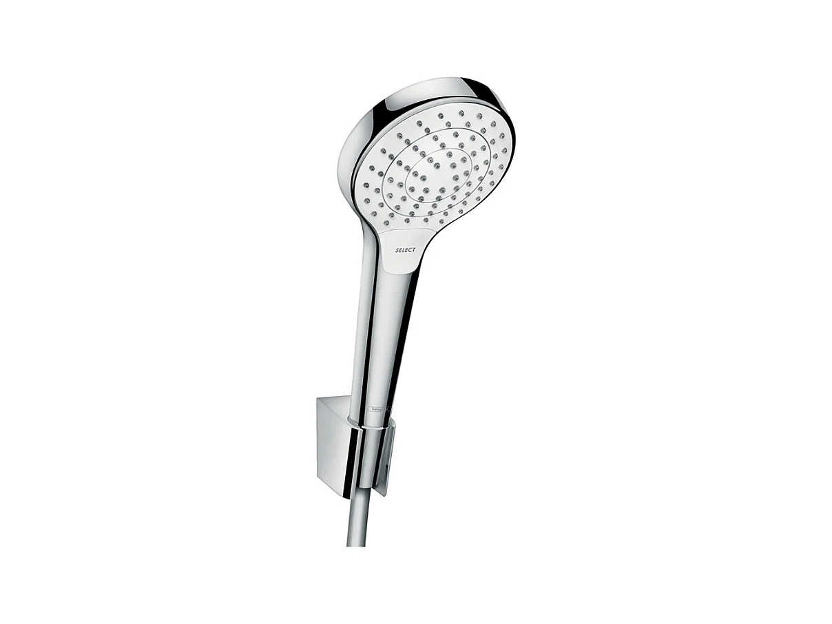Ensemble support mural et douchette Vario avec flexible de douche 125 cm blanc/chromé Hansgrohe Croma Select S