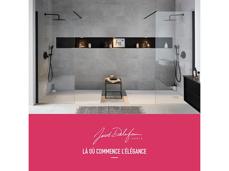 Paroi de douche fixe ou paroi latérale 200 x 90 JACOB DELAFON Contra noir mat