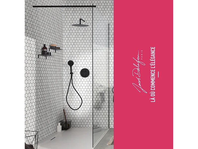Paroi de douche fixe ou paroi latérale 200 x 80 JACOB DELAFON Contra noir mat