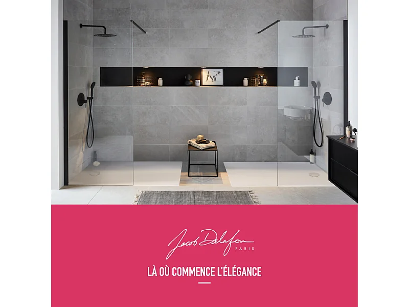 Paroi de douche fixe ou paroi latérale 200 x 80 JACOB DELAFON Contra noir mat