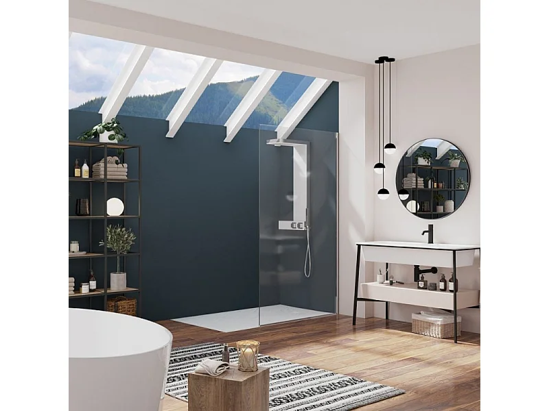 KINEDO Paroi Alpha Solo 140 Chromé Transparent