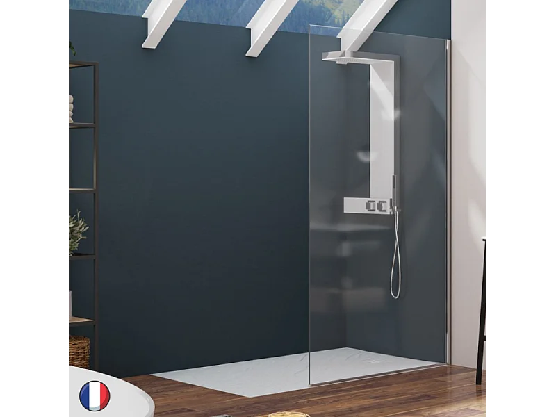 KINEDO Paroi Alpha Solo 140 Chromé Transparent