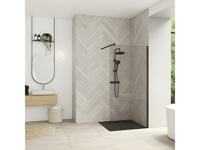 Paroi de douche fixe 130 cm KINEDO Smart Design Solo noir mat