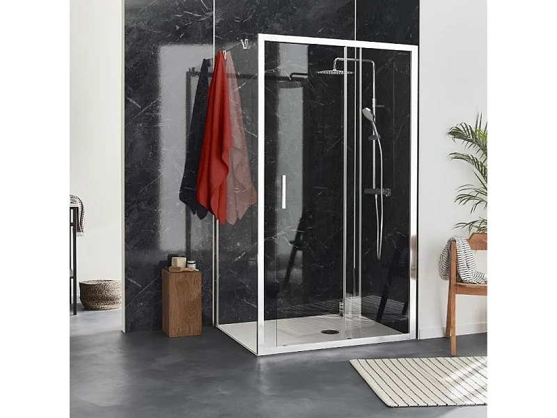 Paroi de douche porte coulissante en angle 120 x 90 cm JACOB DELAFON L'Ingénieuse