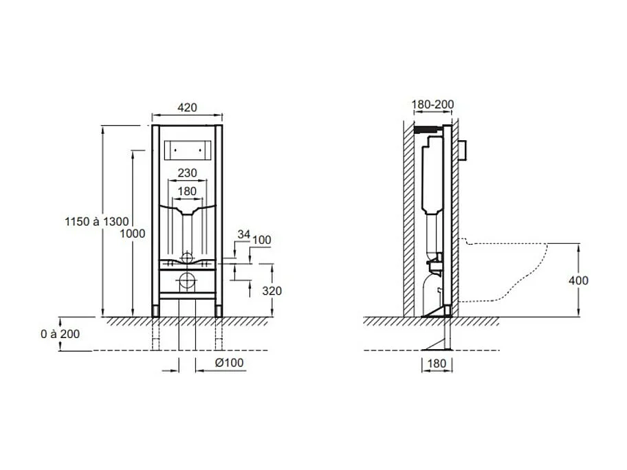 Pack WC suspendu JACOB DELAFON Brive semi caréné + bâti-support + abattant standard + plaque chromée