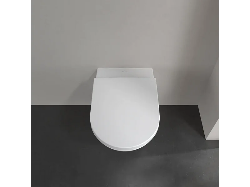 Pack WC Suspendu sans bride VILLEROY & BOCH Subway 3.0 avec abattant frein de chute + Bâti support GROHE + plaque chromée