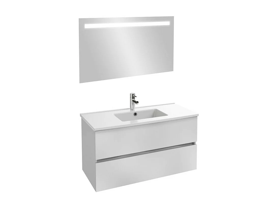 Meuble vasque 101 cm JACOB DELAFON Tolbiac blanc + miroir led