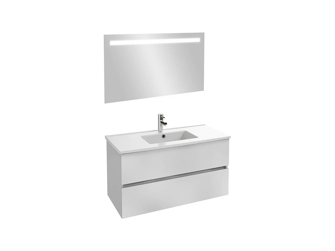 Meuble vasque 101 cm JACOB DELAFON Tolbiac blanc + miroir led