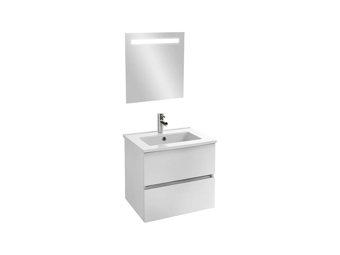 Meuble vasque 60 cm JACOB DELAFON Tolbiac blanc + miroir led