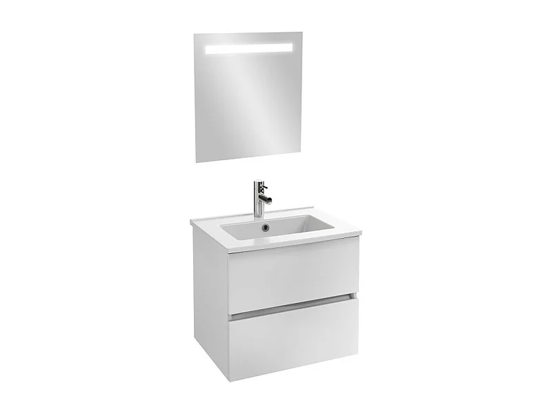 Meuble vasque 60 cm JACOB DELAFON Tolbiac blanc + miroir led